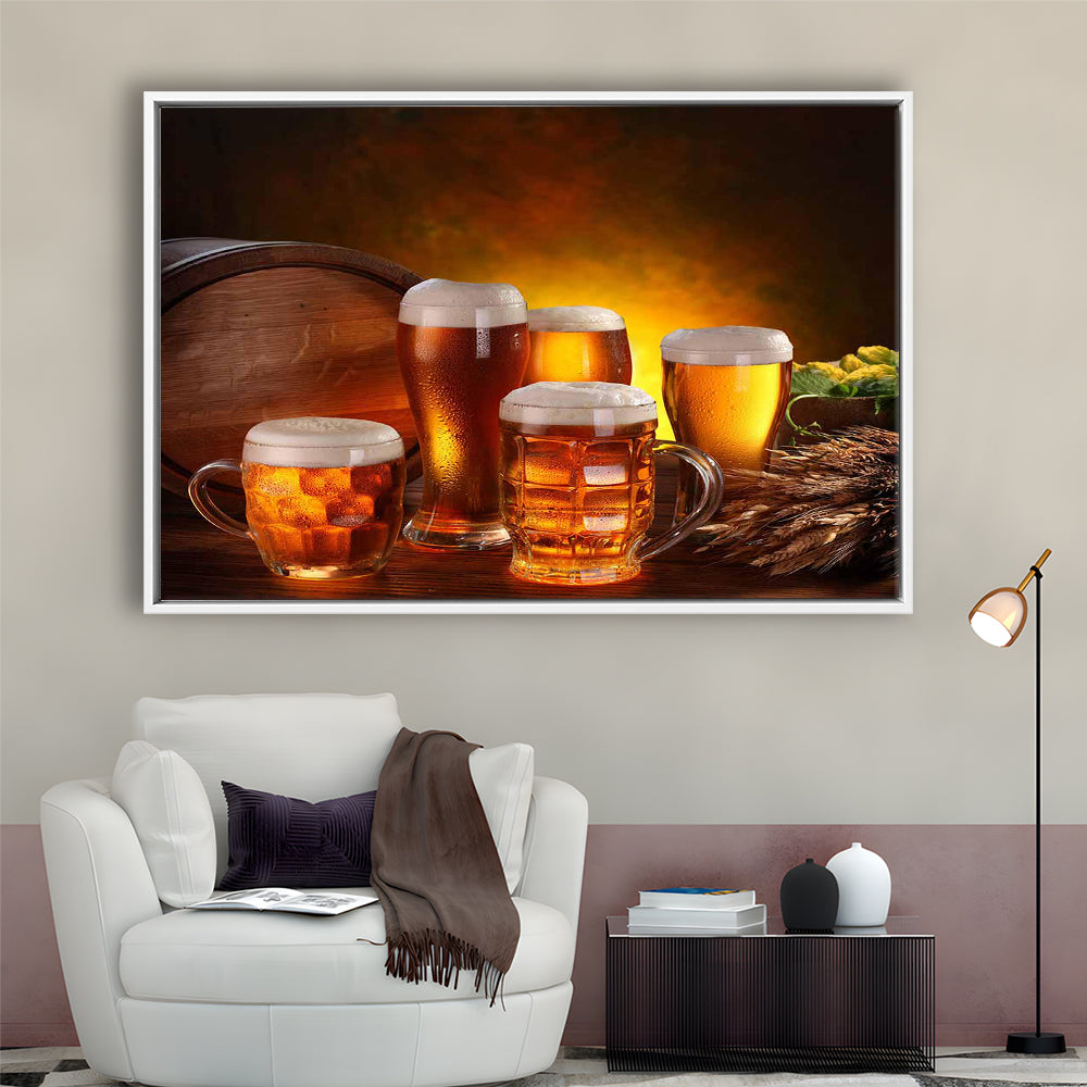 Gift For A Beer Lover,Bar Wall Art,Pub Wall Decor Canvas Print, Framed Cavas Print, Floating Frame