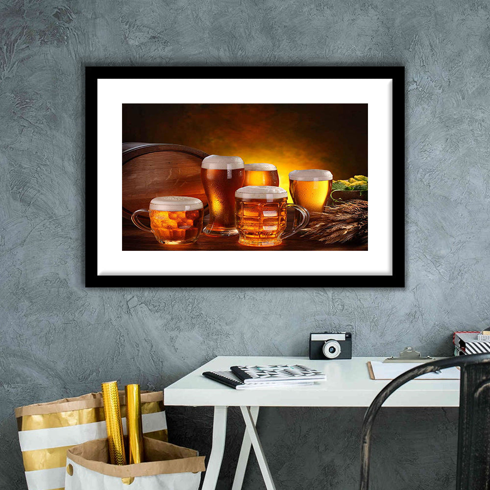 Gift For A Beer Lover,Bar Wall Art,Pub Wall Decor Art Print, Framed Art Print White Border