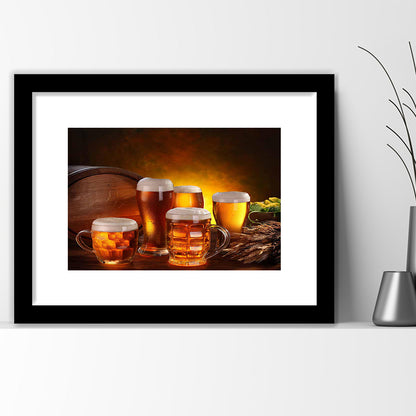 Gift For A Beer Lover,Bar Wall Art,Pub Wall Decor Art Print, Framed Art Print White Border