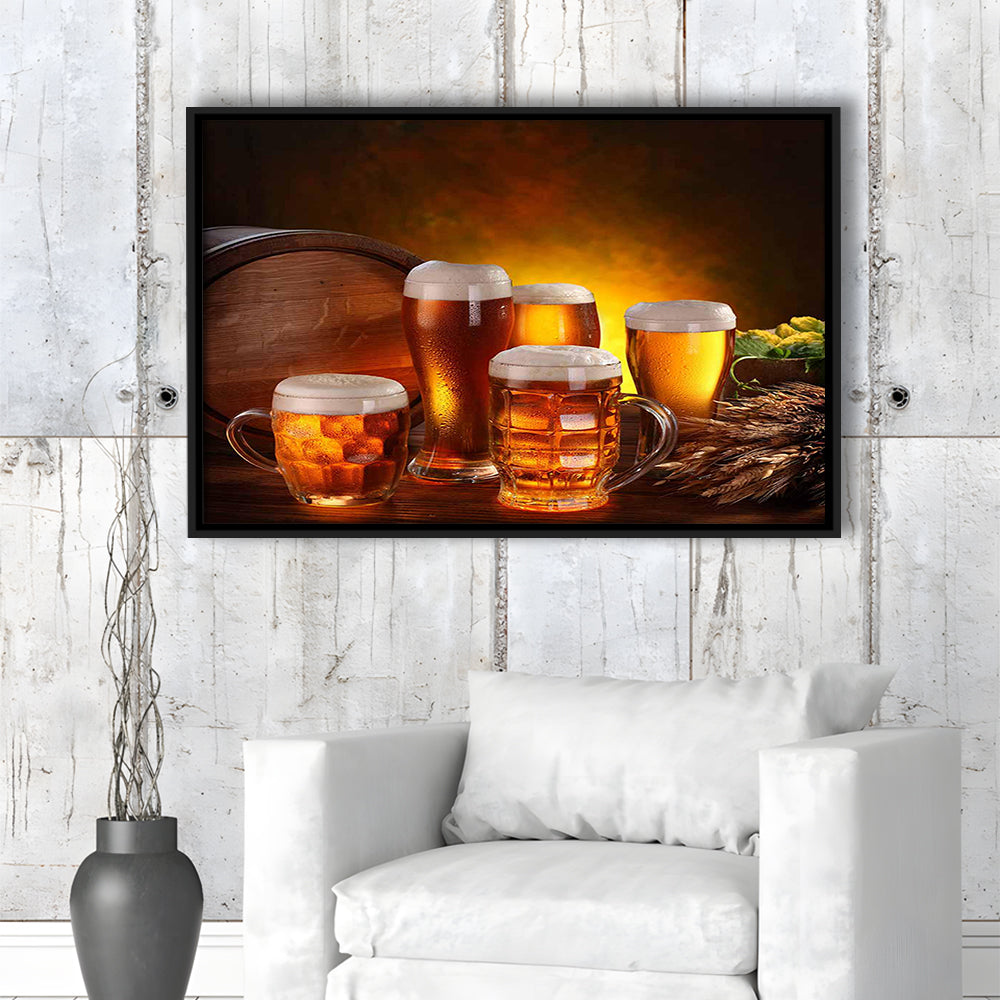 Gift For A Beer Lover,Bar Wall Art,Pub Wall Decor Canvas Print, Framed Cavas Print, Floating Frame