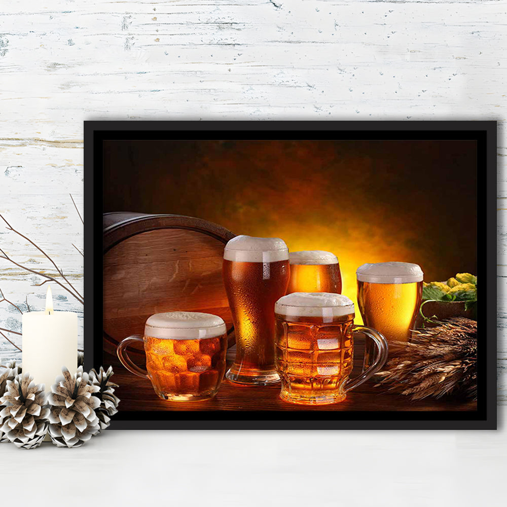 Gift For A Beer Lover,Bar Wall Art,Pub Wall Decor Canvas Print, Framed Cavas Print, Floating Frame