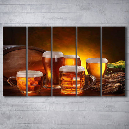 Gift for a Beer Lover,Bar Wall Art,Pub Wall Decor Canvas Print, 5 Piece B Extra Large Cavas Print Wall Art Decor