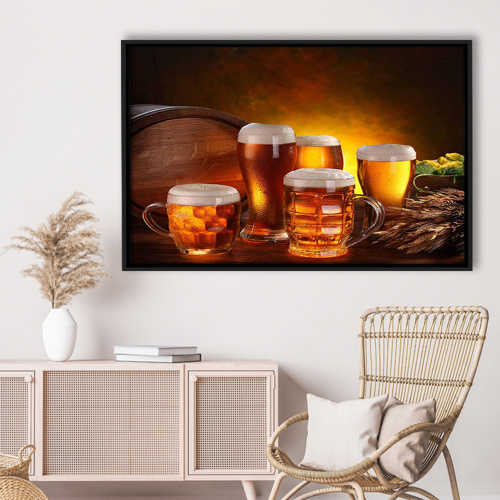 Gift For A Beer Lover,Bar Wall Art,Pub Wall Decor Canvas Print, Framed Cavas Print, Floating Frame