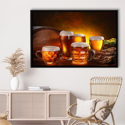 Gift For A Beer Lover,Bar Wall Art,Pub Wall Decor Canvas Print, Framed Cavas Print, Floating Frame