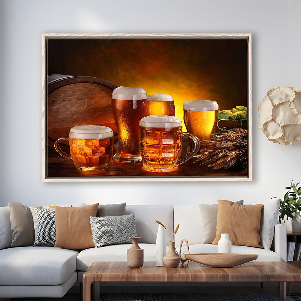 Gift For A Beer Lover,Bar Wall Art,Pub Wall Decor Canvas Print, Framed Cavas Print, Floating Frame