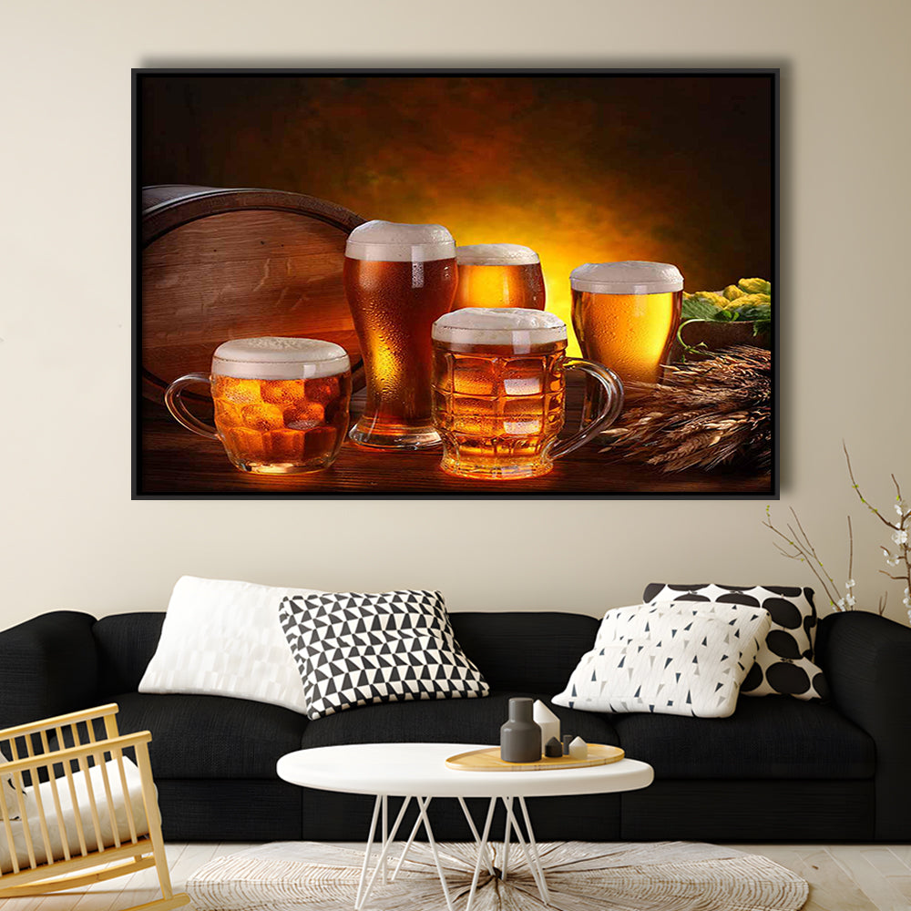 Gift For A Beer Lover,Bar Wall Art,Pub Wall Decor Canvas Print, Framed Cavas Print, Floating Frame