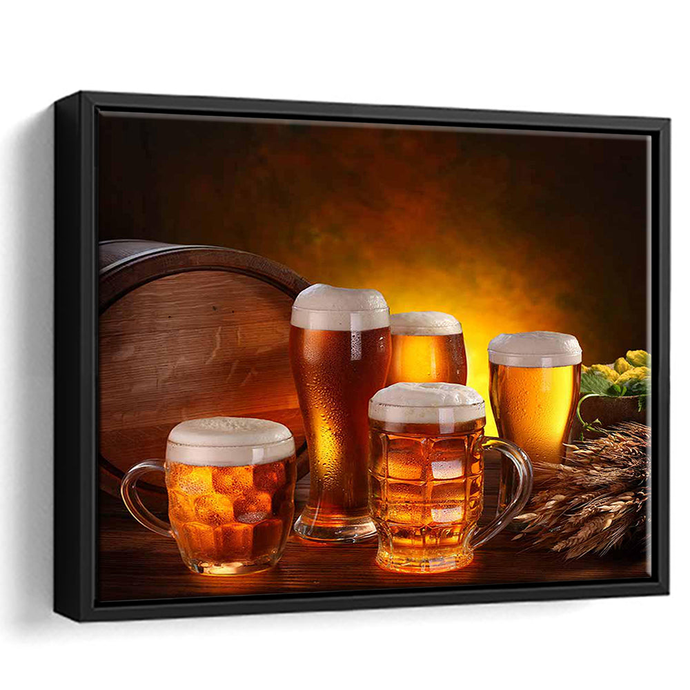Gift For A Beer Lover,Bar Wall Art,Pub Wall Decor Canvas Print, Framed Cavas Print, Floating Frame