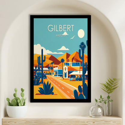 Gilbert Arizona Retro Art Print, Gilbert City Wall Art, Framed Art Print, Picture Framed, Painting Art