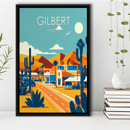 Gilbert Arizona Retro Art Print, Gilbert City Wall Art, Floating Framed Canvas Print, Framed Picture, Painting Canvas
