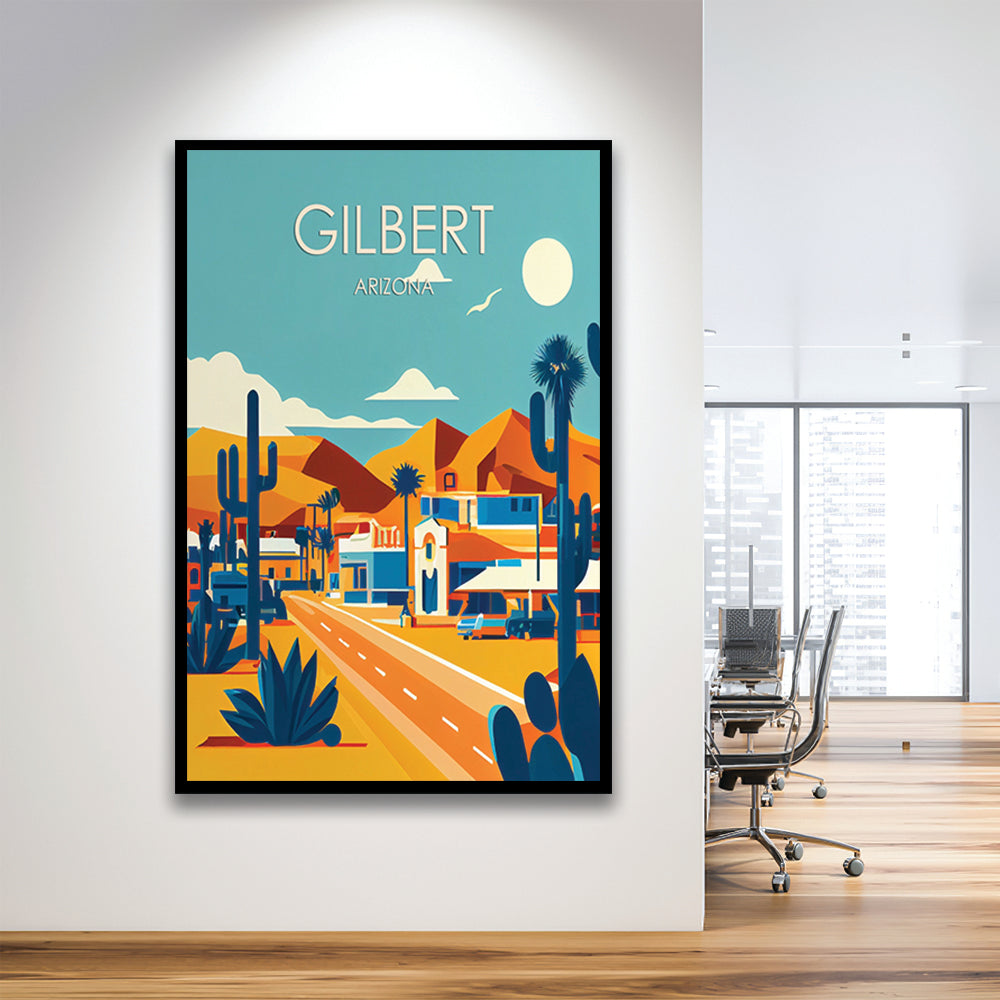 Gilbert Arizona Retro Art Print, Gilbert City Wall Art, Framed Art Print, Picture Framed, Painting Art