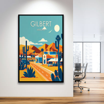 Gilbert Arizona Retro Art Print, Gilbert City Wall Art, Framed Art Print, Picture Framed, Painting Art