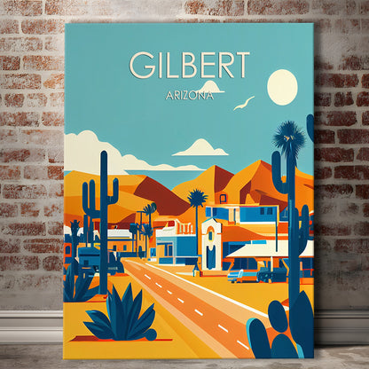 Gilbert Arizona Retro Art Print, Gilbert City Wall Art, Canvas Print, Painting Canvas, Living Room Decor