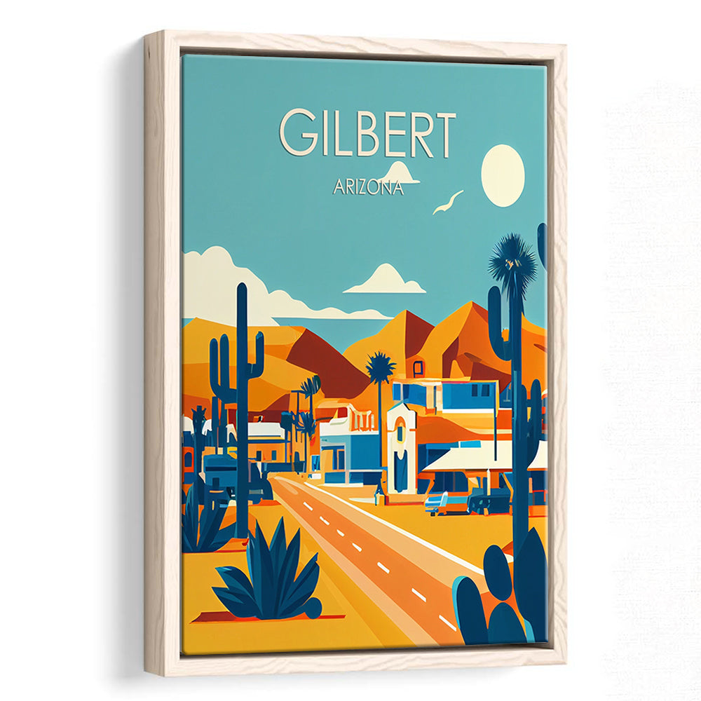 Gilbert Arizona Retro Art Print, Gilbert City Wall Art, Floating Framed Canvas Print, Framed Picture, Painting Canvas