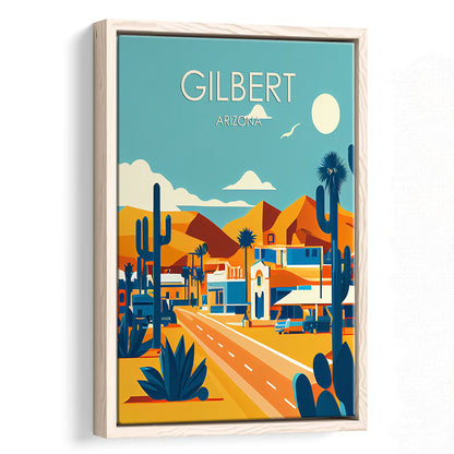 Gilbert Arizona Retro Art Print, Gilbert City Wall Art, Floating Framed Canvas Print, Framed Picture, Painting Canvas