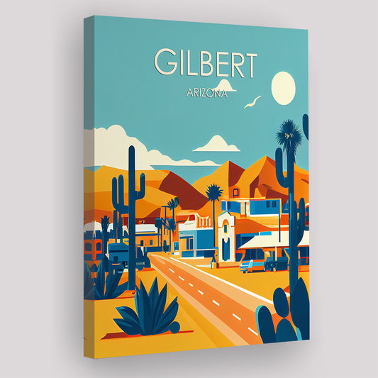 Gilbert Arizona Retro Art Print, Gilbert City Wall Art, Canvas Print, Painting Canvas, Living Room Decor