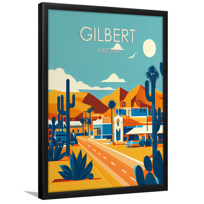 Gilbert Arizona Retro Art Print, Gilbert City Wall Art, Framed Art Print, Picture Framed, Painting Art