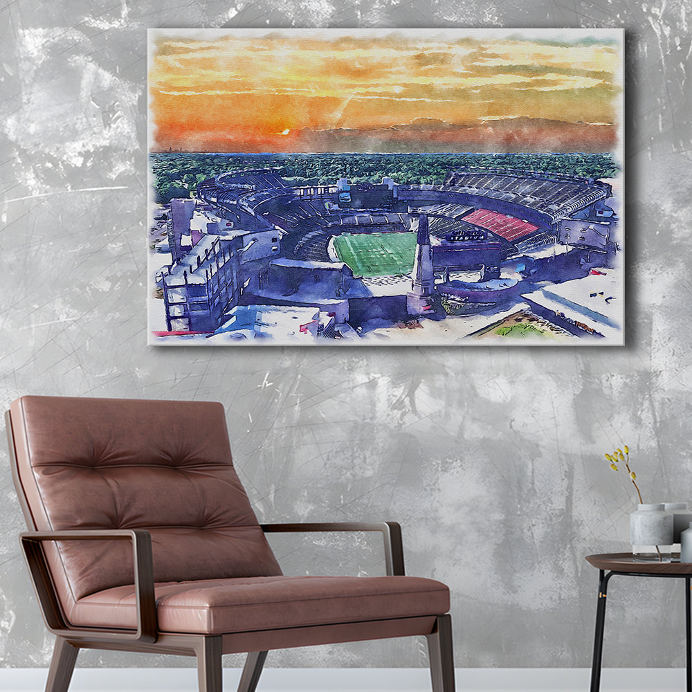 Gillette Stadium, Patriots Football Painting Stadium Watercolor, Sport Art, Gifts for him, Canvas Print Wall Art