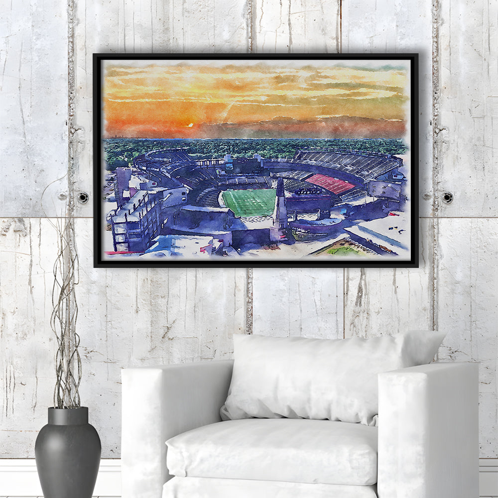 Gillette Stadium, Patriots Football Painting Stadium Watercolor, Sport Gift Art, Framed Canvas Print Wall Art