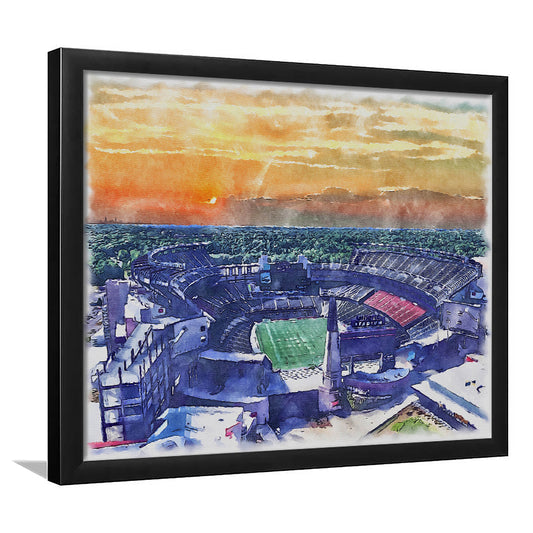 Gillette Stadium, Patriots Football Painting Stadium Watercolor, Sport Gift Art, Framed Art Print Wall Decor