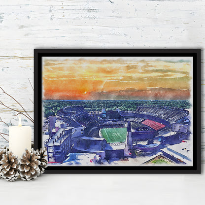 Gillette Stadium, Patriots Football Painting Stadium Watercolor, Sport Gift Art, Framed Canvas Print Wall Art