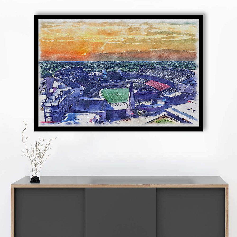 Gillette Stadium, Patriots Football Painting Stadium Watercolor, Sport Gift Art, Framed Art Print Wall Decor