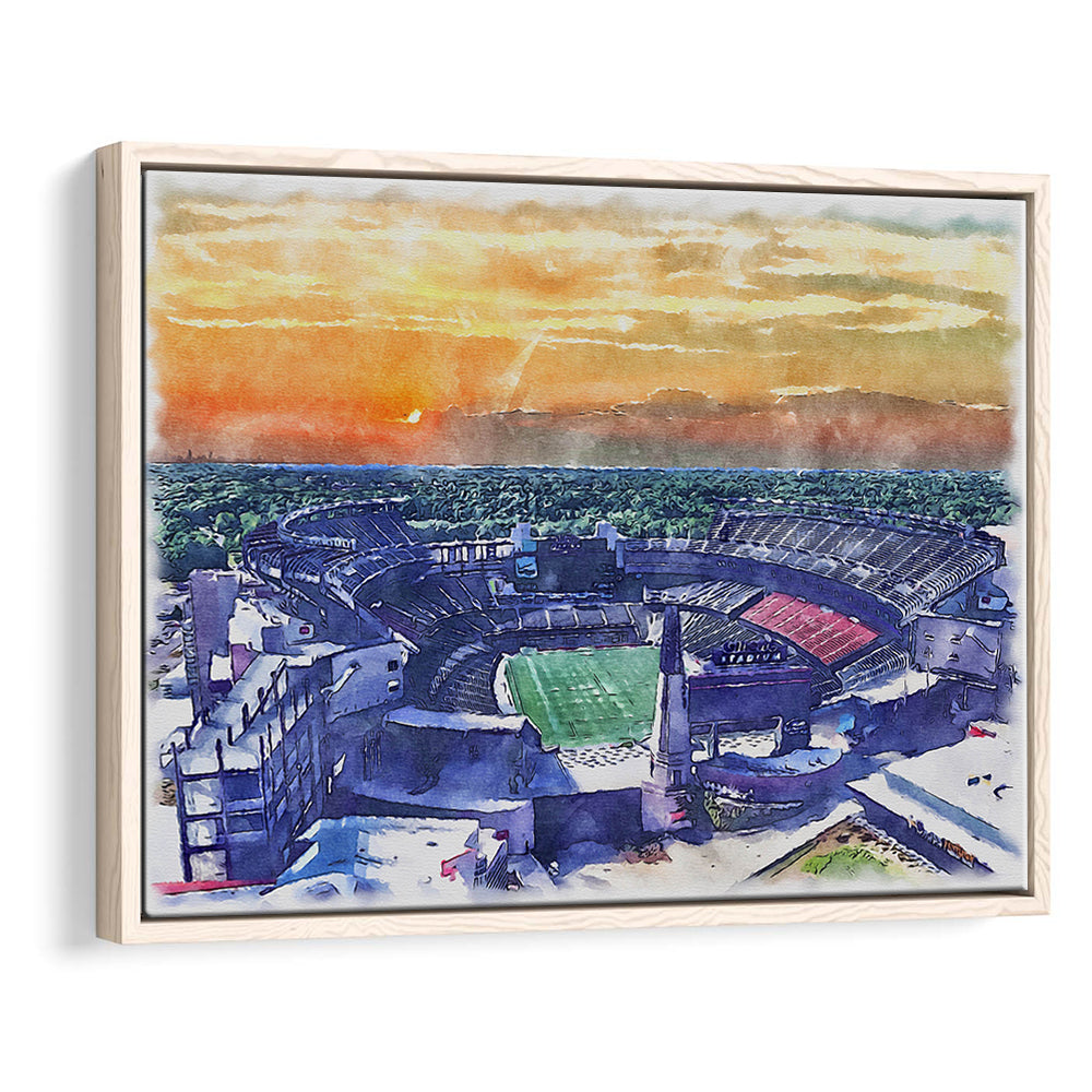 Gillette Stadium, Patriots Football Painting Stadium Watercolor, Sport Gift Art, Framed Canvas Print Wall Art