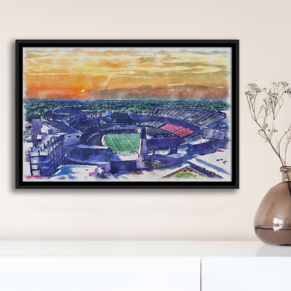 Gillette Stadium, Patriots Football Painting Stadium Watercolor, Sport Gift Art, Framed Canvas Print Wall Art