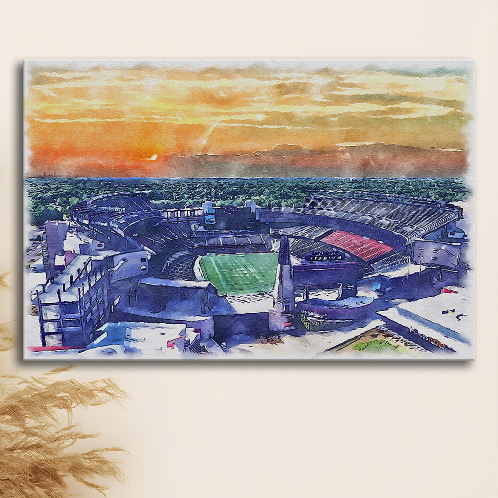 Gillette Stadium, Patriots Football Painting Stadium Watercolor, Sport Art, Gifts for him, Canvas Print Wall Art