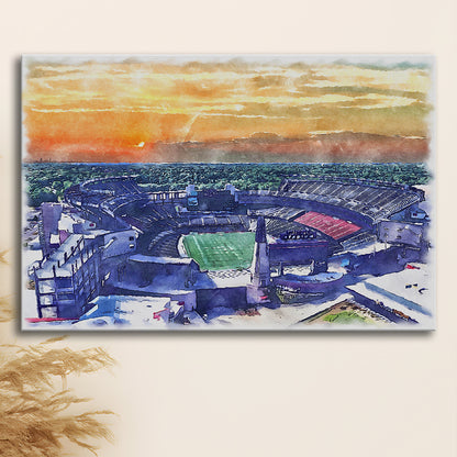Gillette Stadium, Patriots Football Painting Stadium Watercolor, Sport Art, Gifts for him, Canvas Print Wall Art