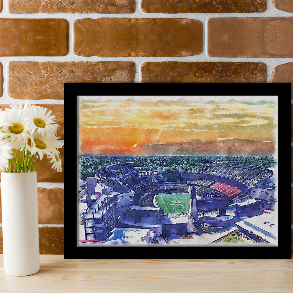 Gillette Stadium, Patriots Football Painting Stadium Watercolor, Sport Gift Art, Framed Art Print Wall Decor