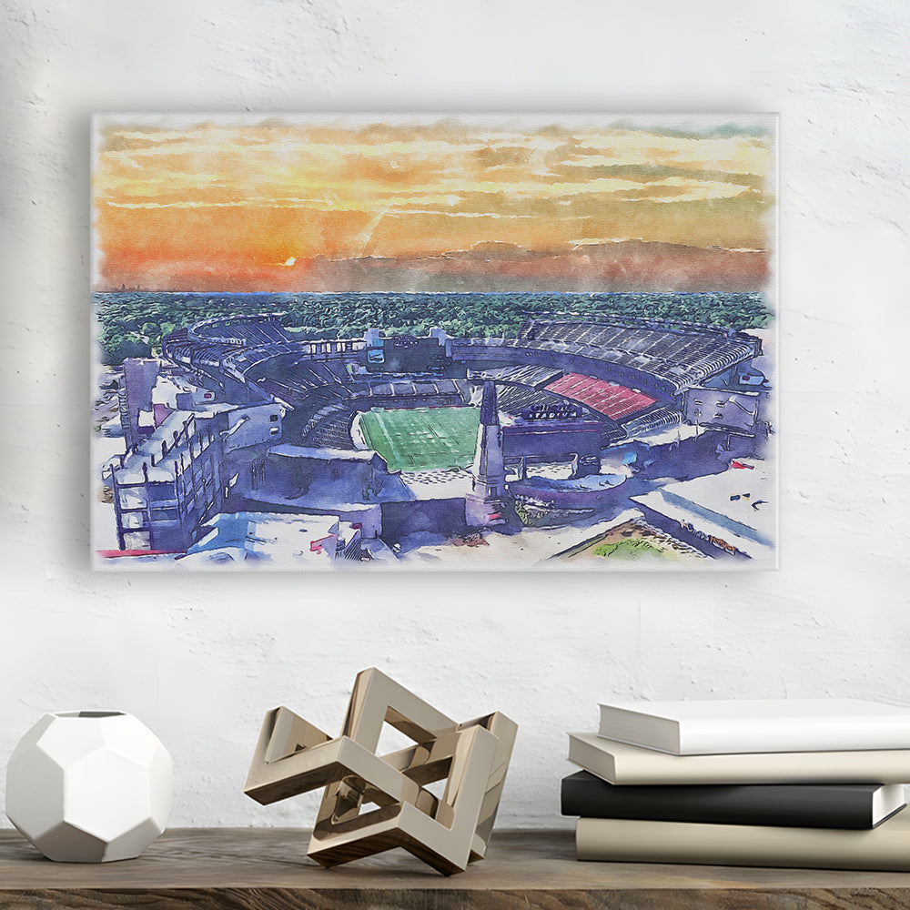 Gillette Stadium, Patriots Football Painting Stadium Watercolor, Sport Art, Gifts for him, Canvas Print Wall Art
