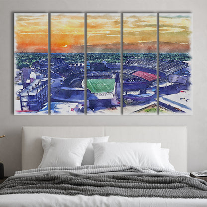 Gillette Stadium, Patriots Football Painting Stadium Watercolor, Sport Art, Extra Large Canvas Print Wall Art