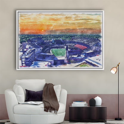 Gillette Stadium, Patriots Football Painting Stadium Watercolor, Sport Gift Art, Framed Canvas Print Wall Art