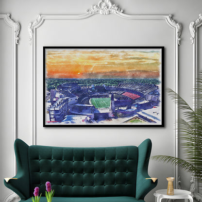 Gillette Stadium, Patriots Football Painting Stadium Watercolor, Sport Gift Art, Framed Art Print Wall Decor