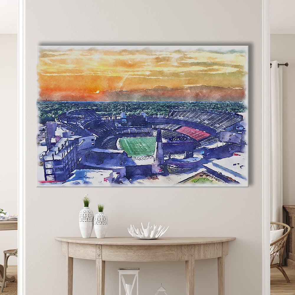 Gillette Stadium, Patriots Football Painting Stadium Watercolor, Sport Art, Gifts for him, Canvas Print Wall Art