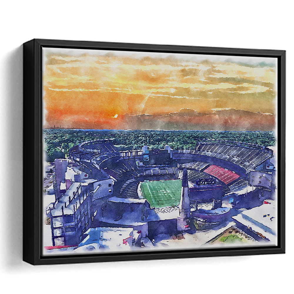 Gillette Stadium, Patriots Football Painting Stadium Watercolor, Sport Gift Art, Framed Canvas Print Wall Art