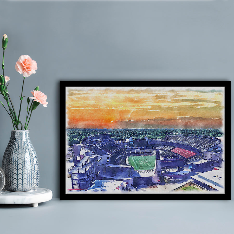Gillette Stadium, Patriots Football Painting Stadium Watercolor, Sport Gift Art, Framed Art Print Wall Decor