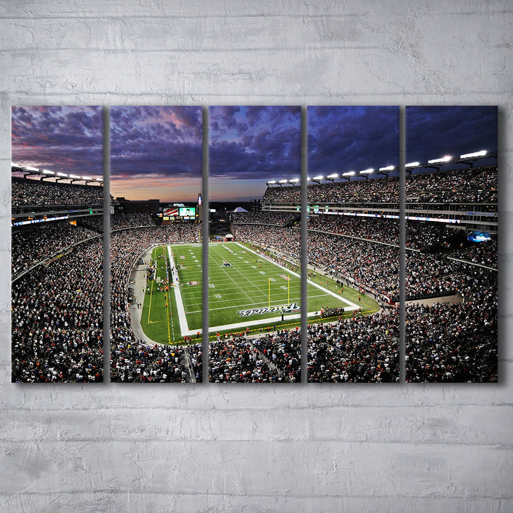 Gillette Stadium American Football, Stadium Canvas, Sport Art, 5 Panel B, Extra Large Canvas, Canvas Print Wall Art