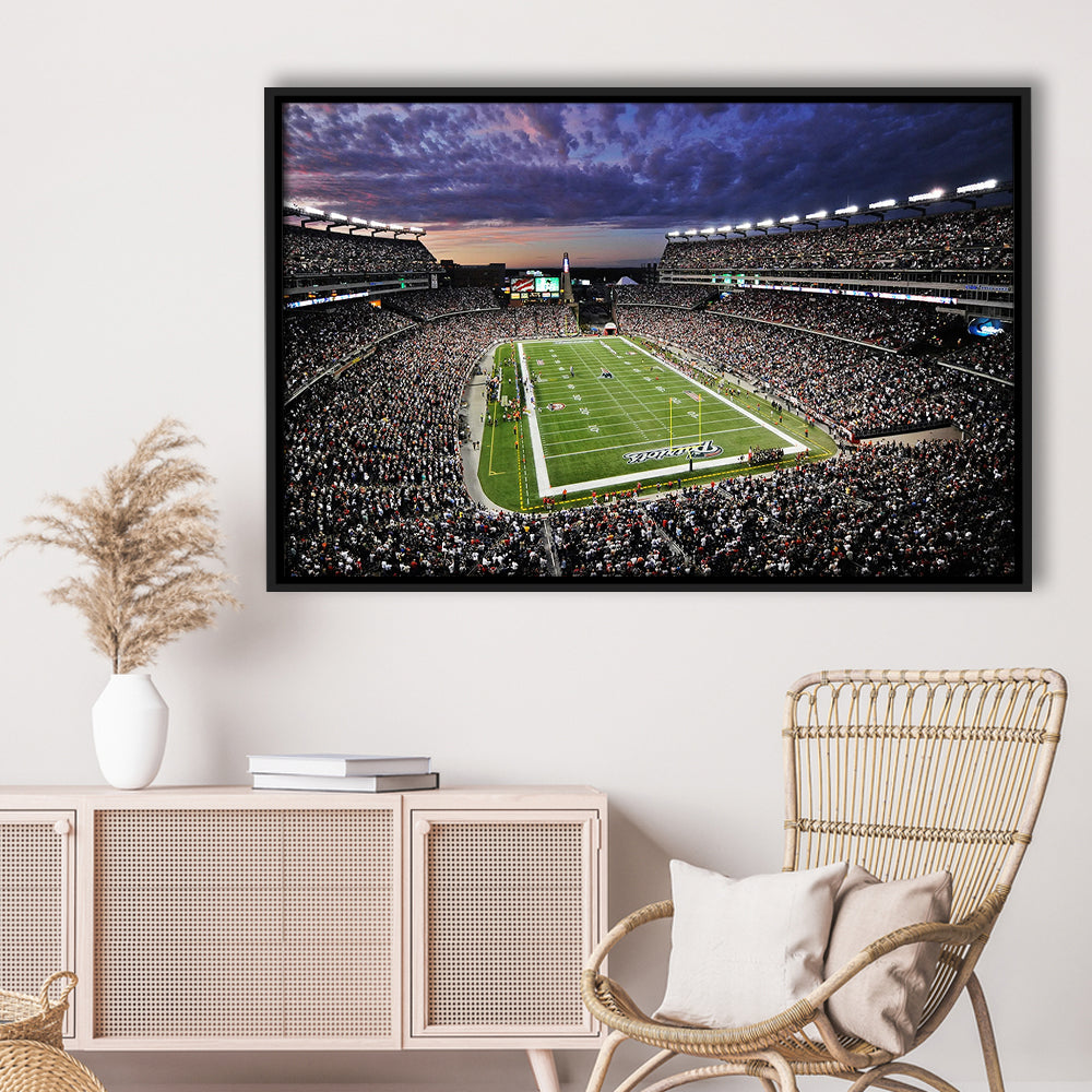 Gillette Stadium American Football, Stadium Canvas, Sport Art, Framed Canvas Print Wall Art, Floating Frame