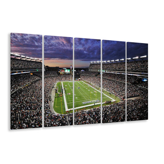 Gillette Stadium American Football, Stadium Canvas, Sport Art, 5 Panel B, Extra Large Canvas, Canvas Print Wall Art