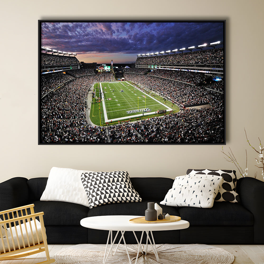 Gillette Stadium American Football, Stadium Canvas, Sport Art, Framed Canvas Print Wall Art, Floating Frame