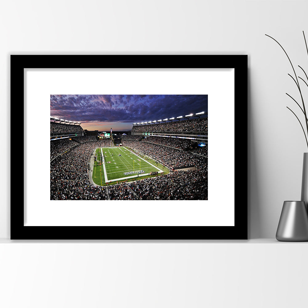 Gillette Stadium American Football, Stadium Canvas, Sport Art, Gift for him, White Border Framed Art Print Wall Decor