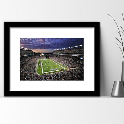 Gillette Stadium American Football, Stadium Canvas, Sport Art, Gift for him, White Border Framed Art Print Wall Decor