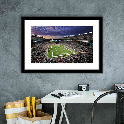 Gillette Stadium American Football, Stadium Canvas, Sport Art, Gift for him, White Border Framed Art Print Wall Decor