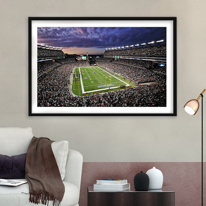 Gillette Stadium American Football, Stadium Canvas, Sport Art, Gift for him, White Border Framed Art Print Wall Decor