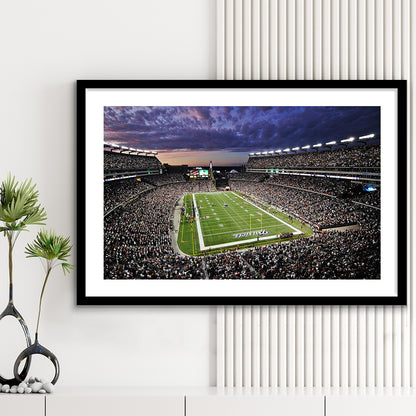 Gillette Stadium American Football, Stadium Canvas, Sport Art, Gift for him, White Border Framed Art Print Wall Decor