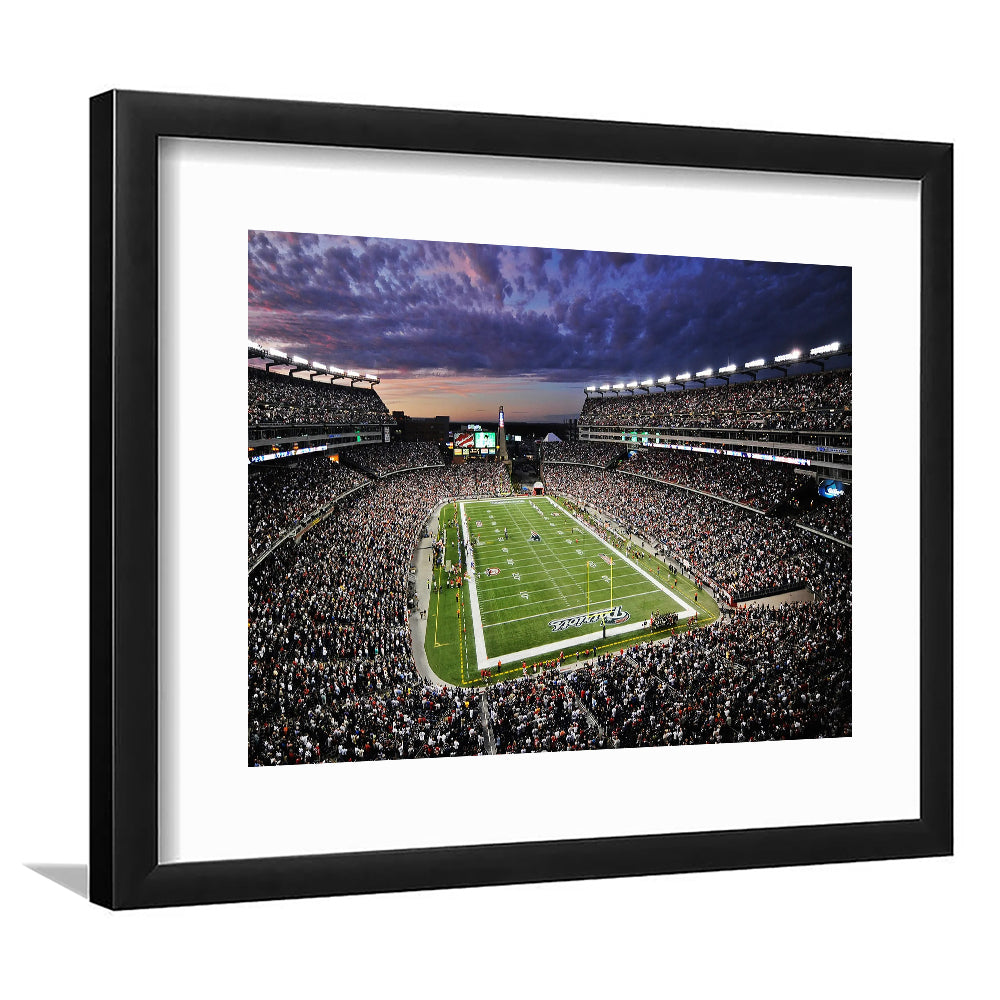Gillette Stadium American Football, Stadium Canvas, Sport Art, Gift for him, White Border Framed Art Print Wall Decor