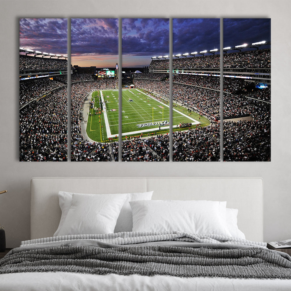 Gillette Stadium American Football, Stadium Canvas, Sport Art, 5 Panel B, Extra Large Canvas, Canvas Print Wall Art