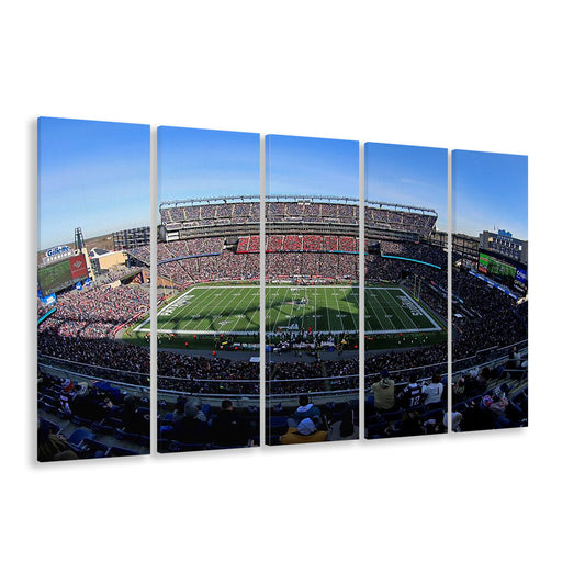 Gillette Stadium Patriots, Stadium Canvas, Sport Art, 5 Panel B, Extra Large Canvas, Canvas Print Wall Art