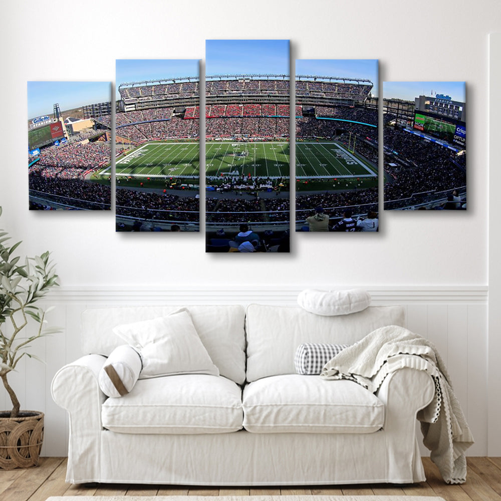 Gillette Stadium Patriots, Stadium Canvas, Sport Art, Gift for him, 5 Panel, Large Canvas, Canvas Print Wall Art